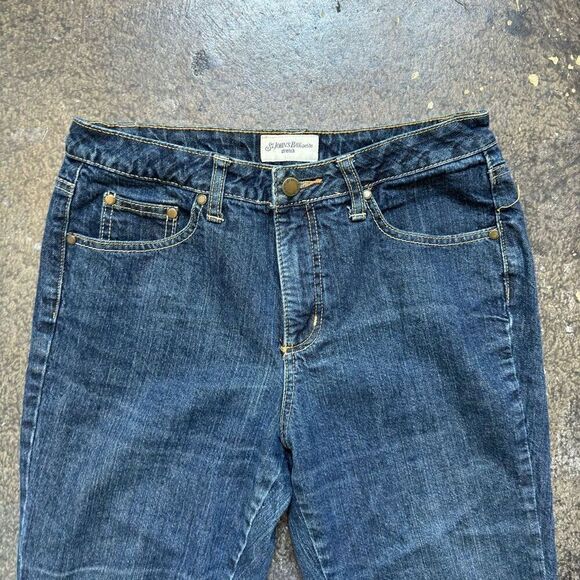 St John's Bay Women's Straight-Leg Stretch Jeans Blue Size 10P Used Stains - Picture 2 of 15